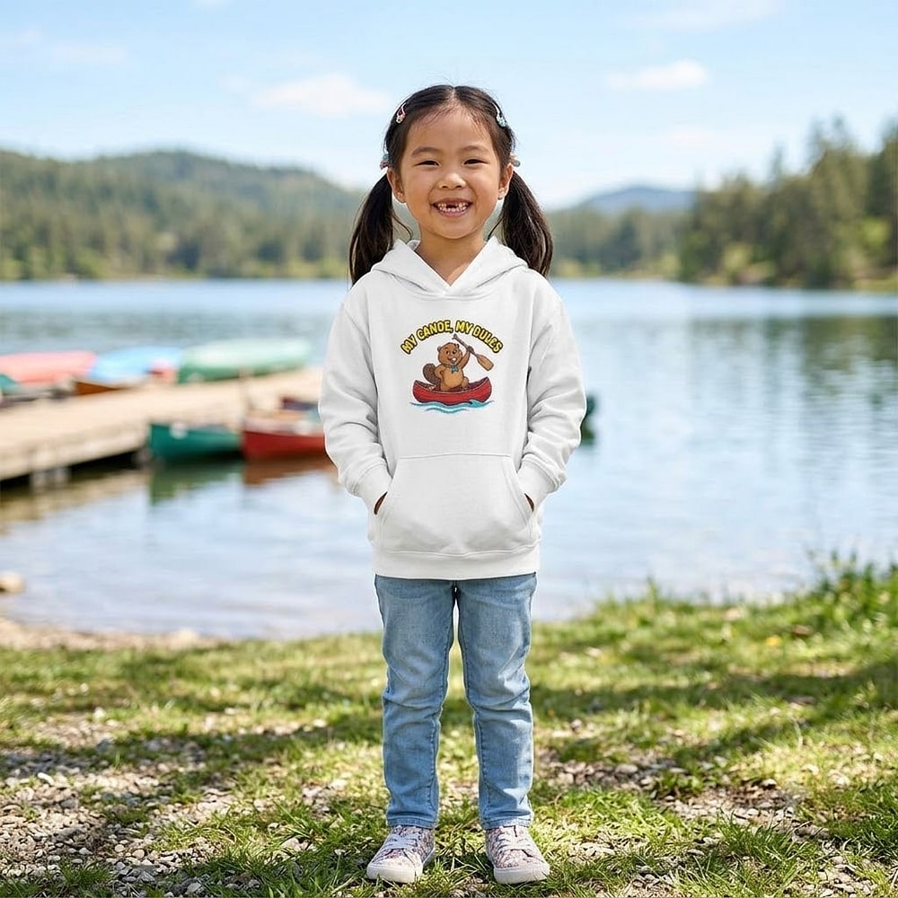 My Canoe, My Rules — Sassy Paddling Beaver Kids Hoodie