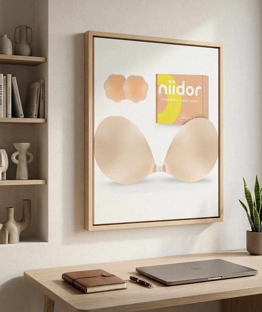 Niidor Adhesive Bra Strapless Ultra Sticky Invisible Push up Silicone Bra Multiple Colors Sizes Reusable for Backless Dr