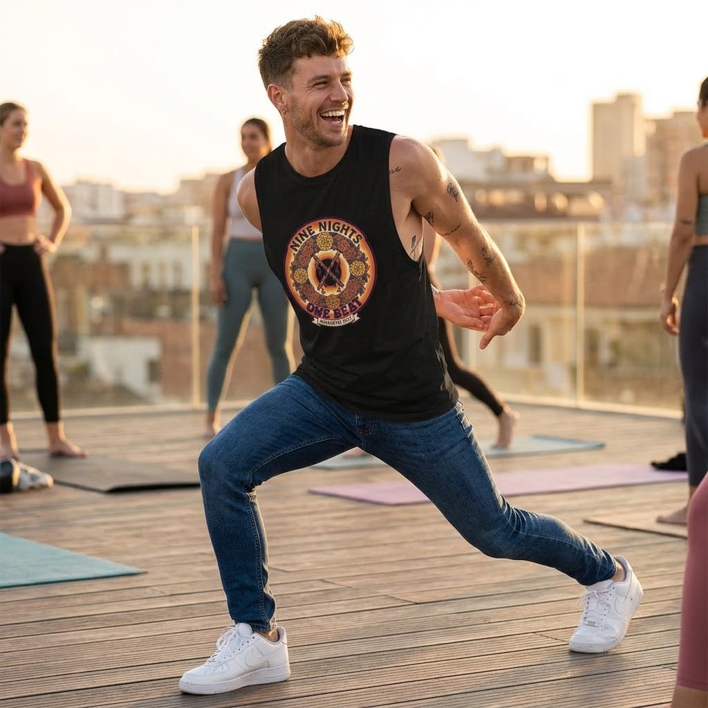 Nine Nights, One Beat — Cozy Navaratri 2027 Dandiya Crest Men's Muscle Tank