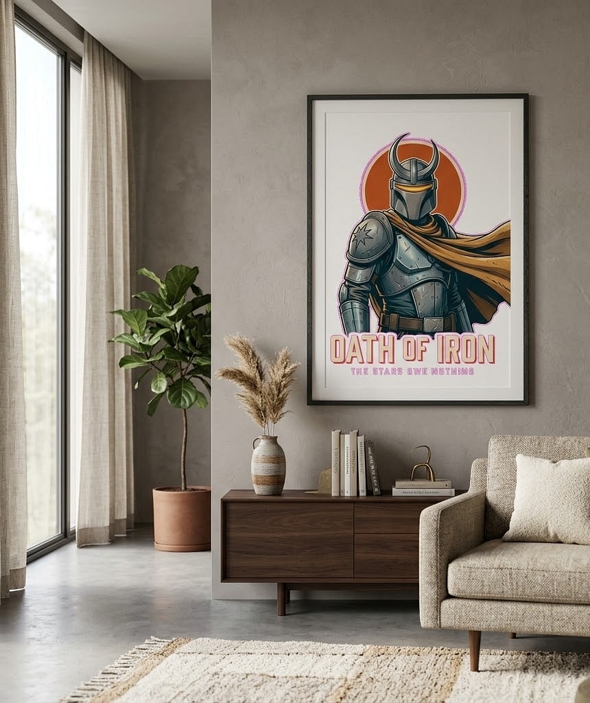 Oath Of Iron — Dramatic Helmeted Star Drifter Matte Poster