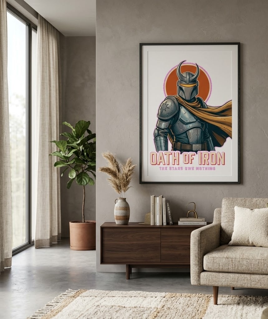 Oath Of Iron — Dramatic Helmeted Star Drifter Matte Poster