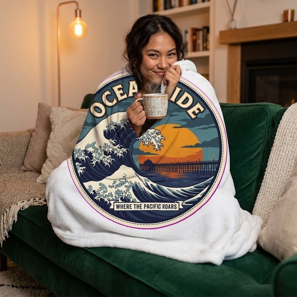 Oceanside — Where the Pacific Roars Plush Blanket