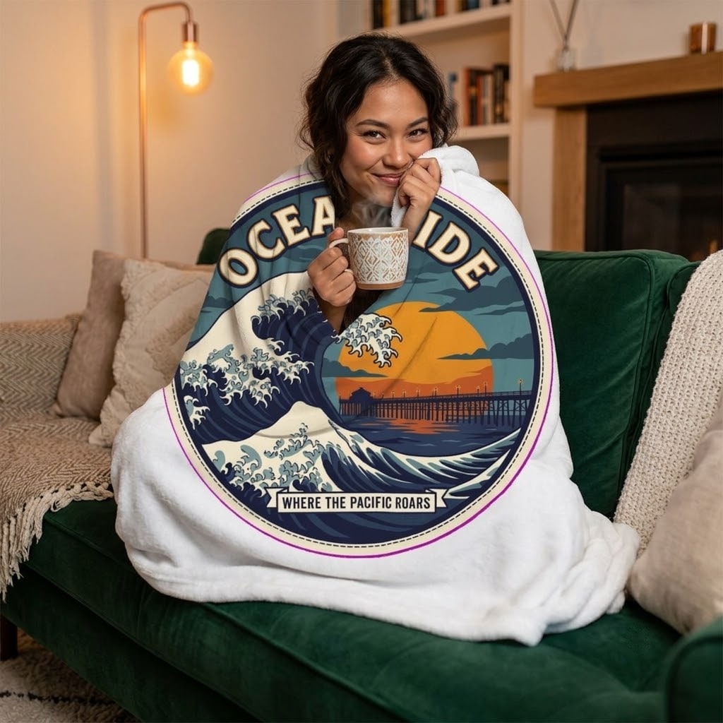 Oceanside — Where the Pacific Roars Plush Blanket