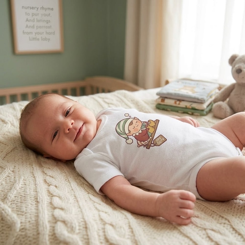 Off Duty Elf — Sleepy Shelf Sentry Baby Bodysuit