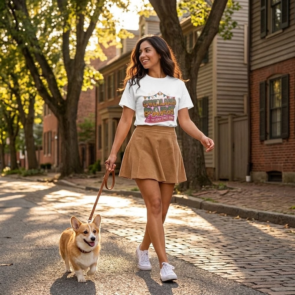 Overland Park — Let the Good Times Grow Festive Sunflower Wordmark Unisex Tee