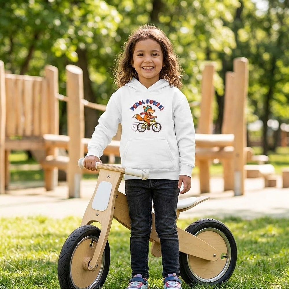 Pedal Power! — Bold Speedy Fox Cyclist Kids Hoodie