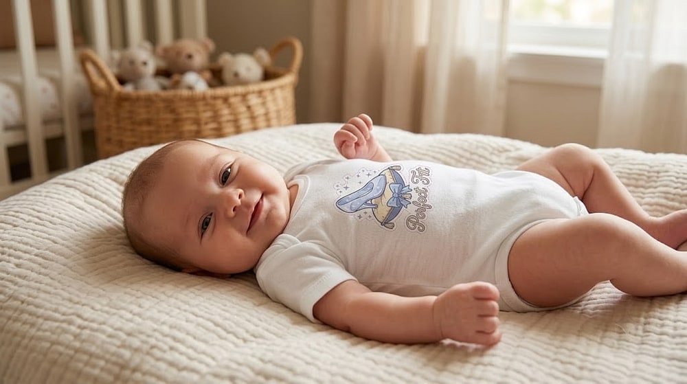 Perfect Fit — Elegant Glass Slipper & Starlight Bow Baby Bodysuit