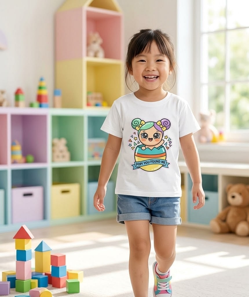 Pop! You Found Me — Cute Confetti Capsule Buddy Kids Tee
