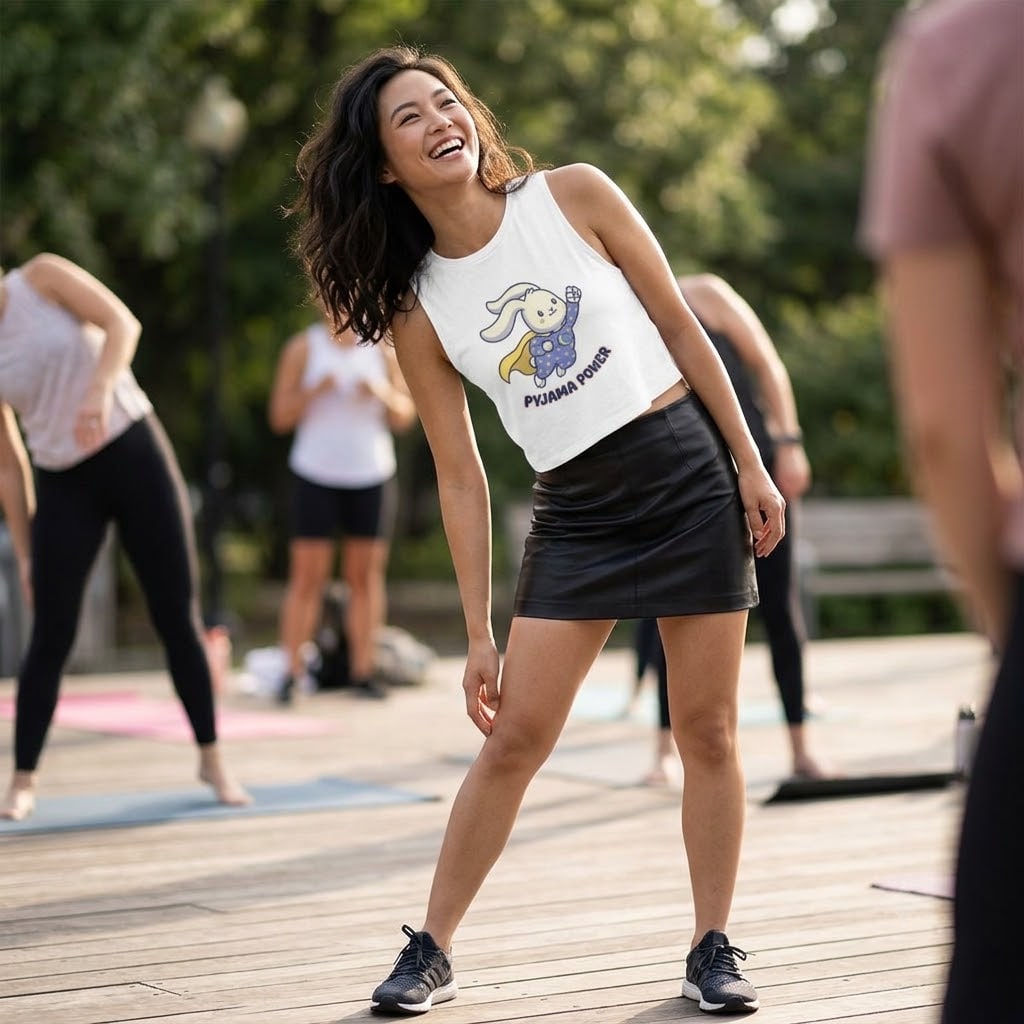 Pyjama Power — Wholesome Caped Bedtime Bunny Women's Crop Top