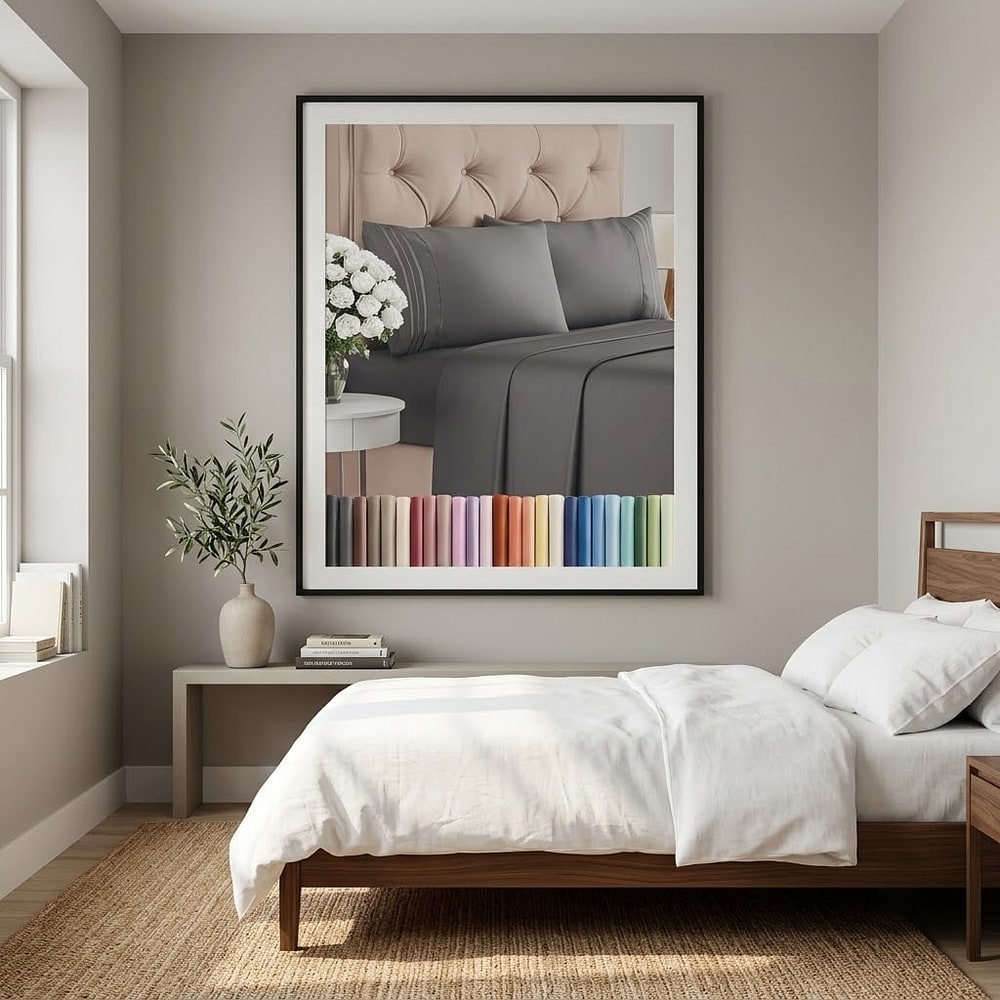 Queen Size 4 Piece Sheet Set - Breathable & Cooling Sheets - Dark Grey