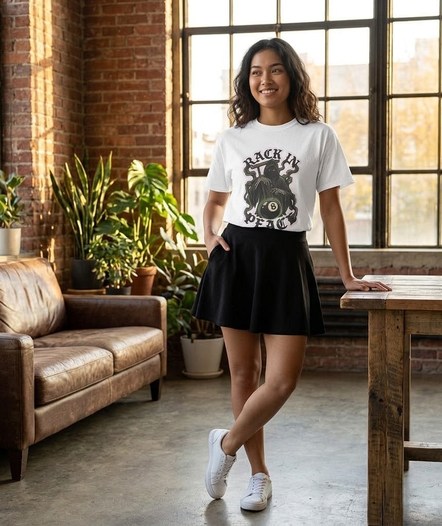 Rack in Peace — Spooky Grim Reaper Billiards Emblem Unisex Tee