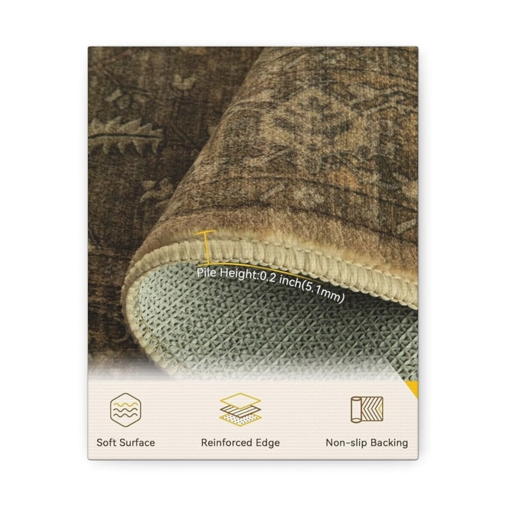 RELEANY Washable Area Rug, Large 10'x12', Brown/Dark Brown