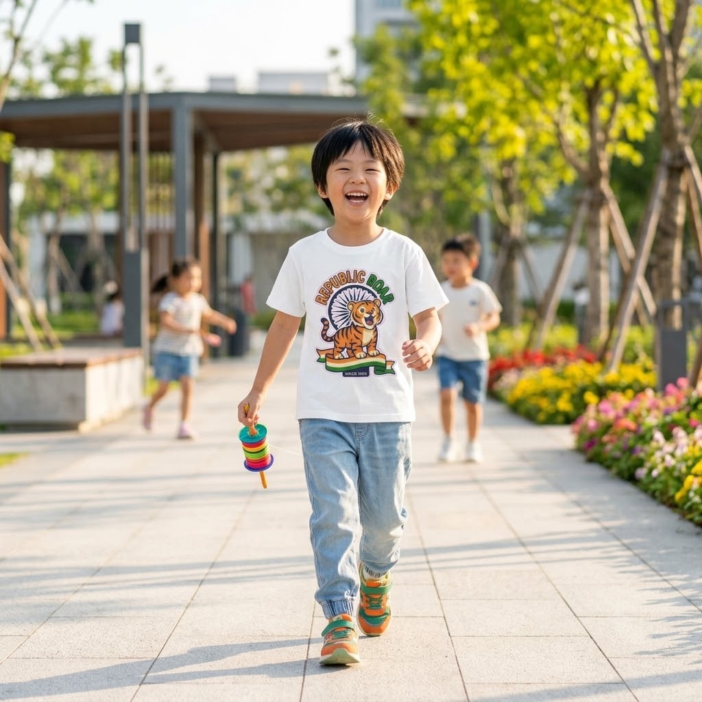 Republic Roar — Bold Tricolour Tiger Cub Kids Tee
