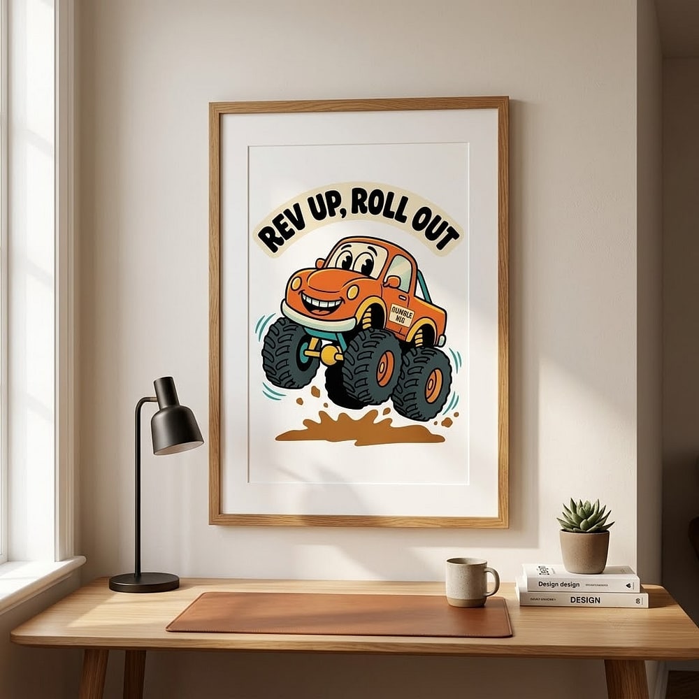 Rumble Rig — Playful Monster Truck Big-Air Matte Poster