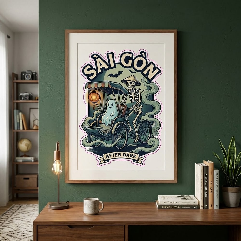 Sài Gòn After Dark — Phantom Cyclo Night Ride Matte Poster