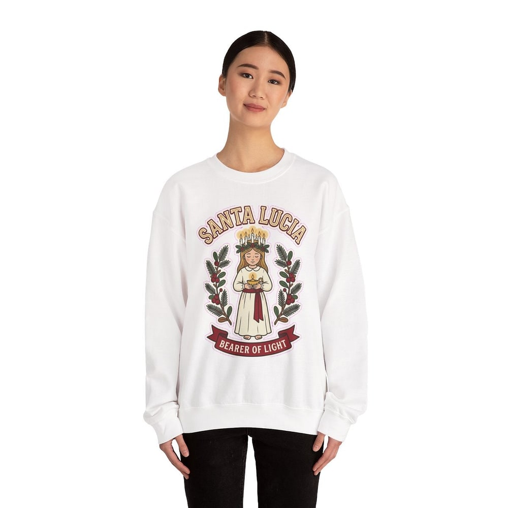 Santa Lucia — Bearer of Light Folk Art Crewneck