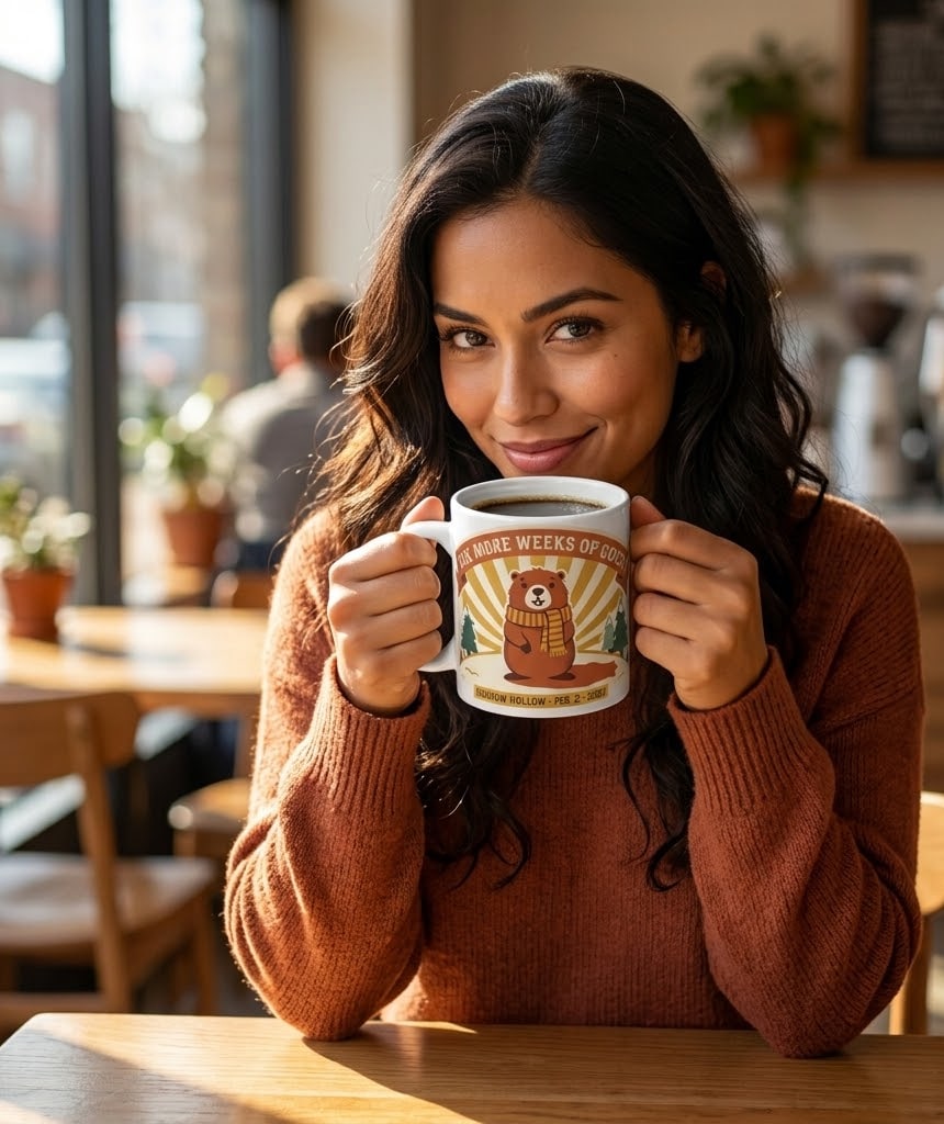 Six More Weeks of Cozy — Nostalgic Retro Groundhog Day 2027 11oz Mug