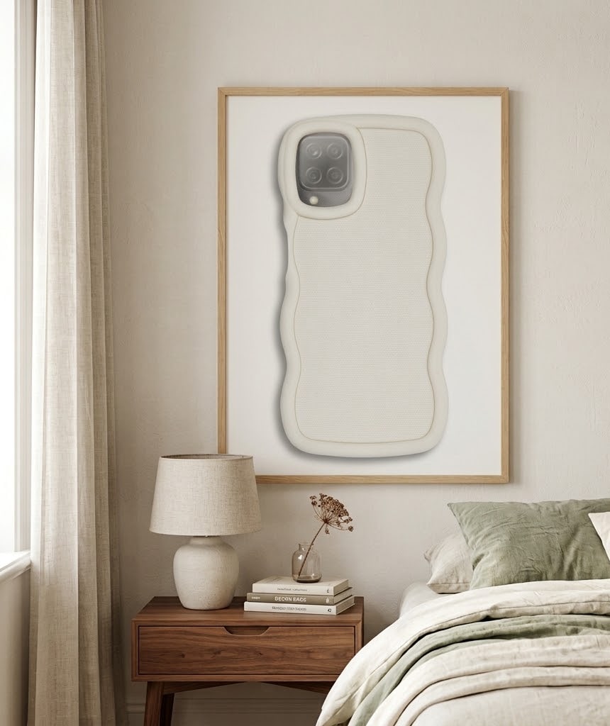 Slim Fit Case for Samsung Galaxy A12 5G /4G, Wave Frame, Cute Soft TPU Thin Protective Phone Cover for Women, Creamy Whi