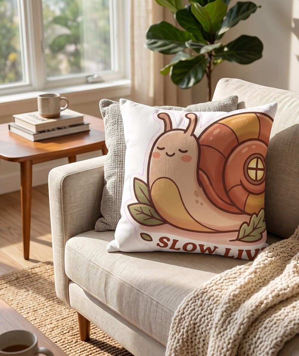 Slow Living Snail Pillow