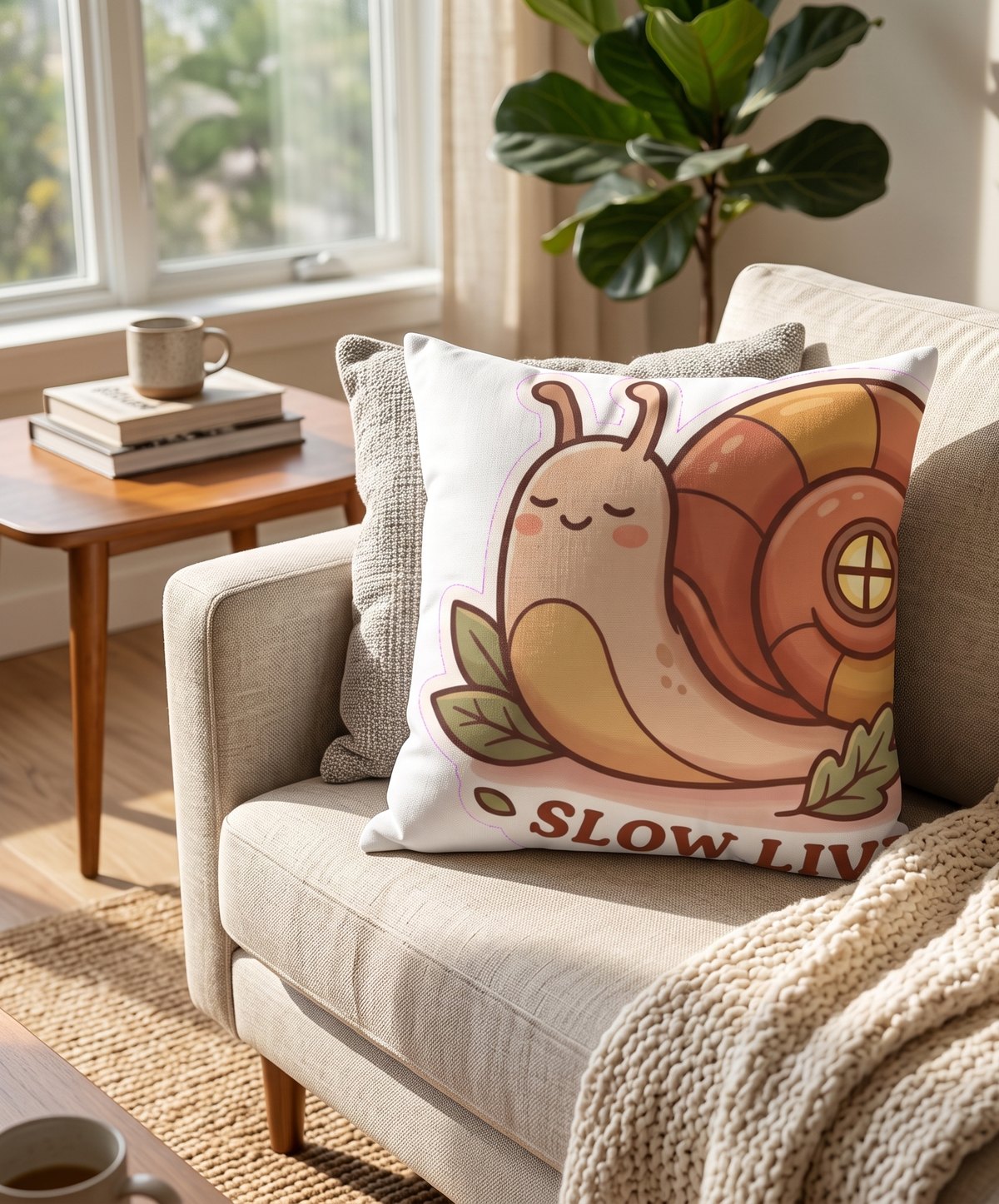 Slow Living Snail Pillow