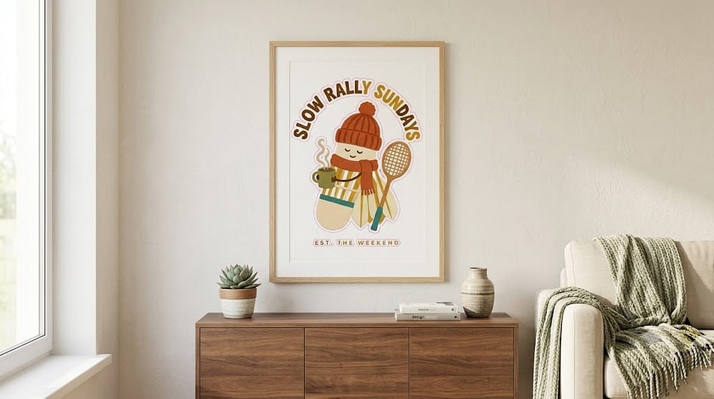 Slow Rally Sundays Cozy Shuttlecock Matte Poster