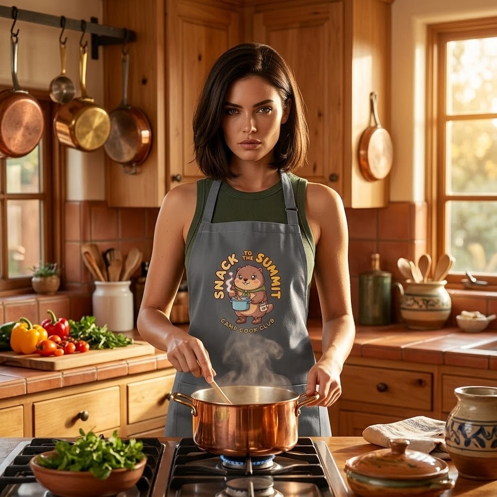Snack to the Summit — Kawaii Camp Cook Marmot Cotton Apron