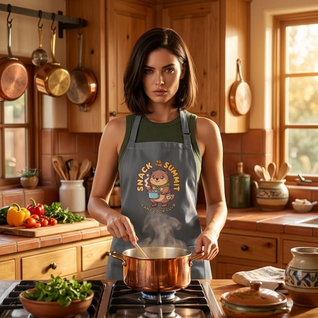 Snack to the Summit — Kawaii Camp Cook Marmot Cotton Apron