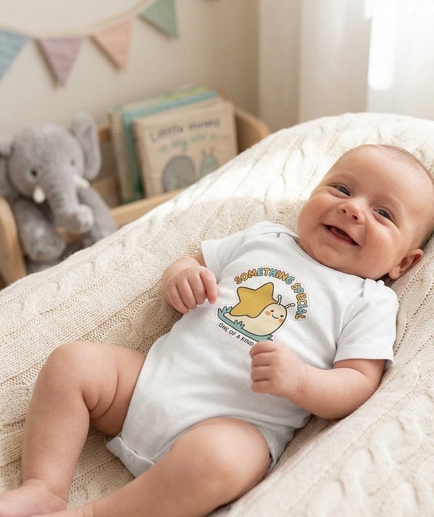 Something Special — Bold Star-Shell Snail Baby Bodysuit