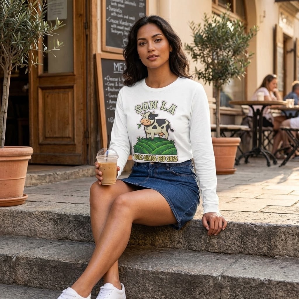 Son La — 100% Grass-Fed Sass Cheeky Mộc Châu Dairy Cow Long Sleeve Tee