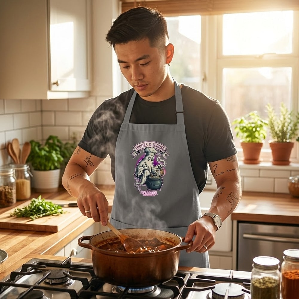 Spooks & Scouse — Gothic Ghost Cook Liverpool Cotton Apron