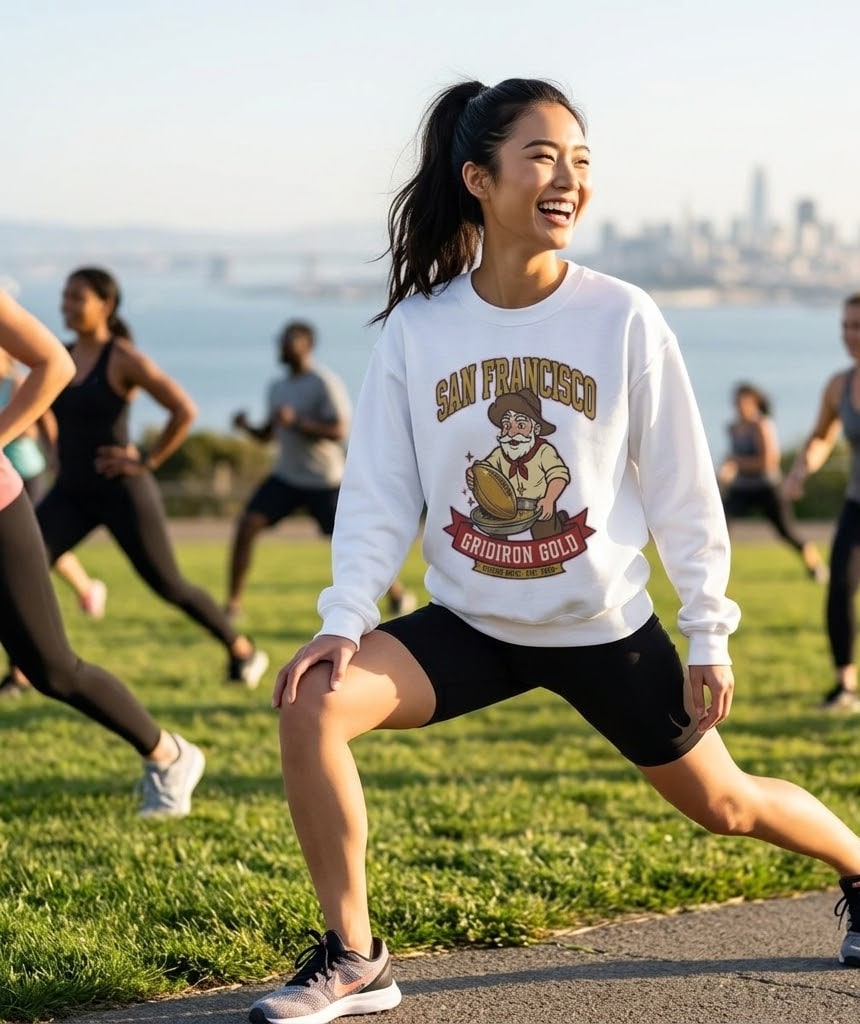 Strike Gold — Nostalgic San Francisco Prospector Football Crest Crewneck Sweatshirt