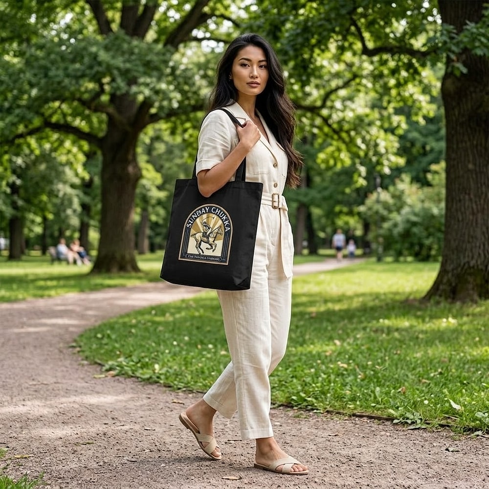 Sunday Chukka — Elegant Art Deco Polo Rider Canvas Tote