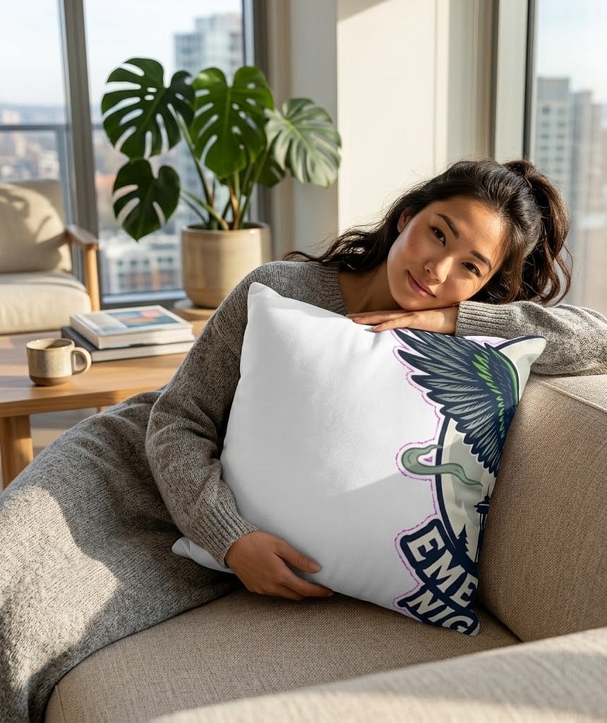 Talons After Dark — Spooky Emerald City Night Hawk Throw Pillow