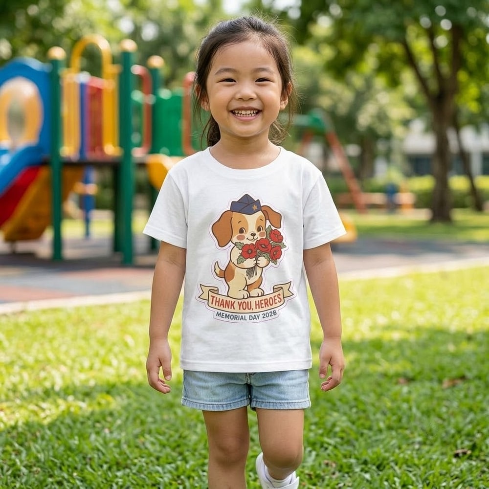 Thank You, Heroes — Nostalgic Memorial Day 2028 Parade Pup Kids Tee