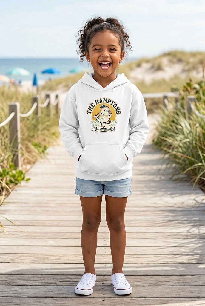 The Hamptons — Sandy Toes, Sunny Days Retro Plover Chick Kids Hoodie