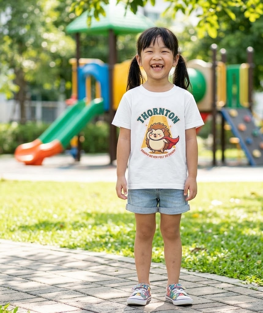Thornton — Drama Never Felt So Sharp Theatrical Hedgehog Kids Tee