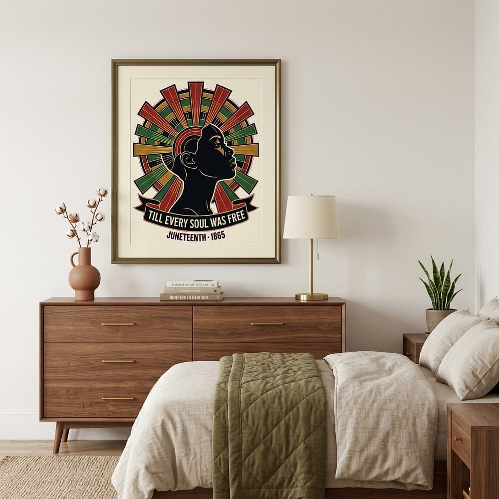 Till Every Soul Was Free — Dramatic Juneteenth 2028 Radiant Freedom Portrait Stretched Canvas