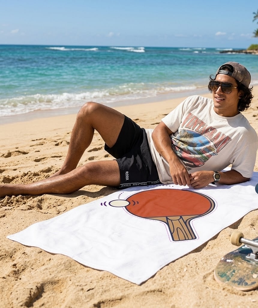 Topspin State of Mind — Minimalist Table Tennis Beach Towel