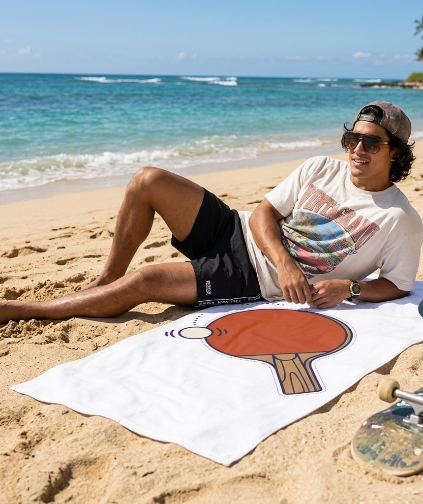 Topspin State of Mind — Minimalist Table Tennis Beach Towel