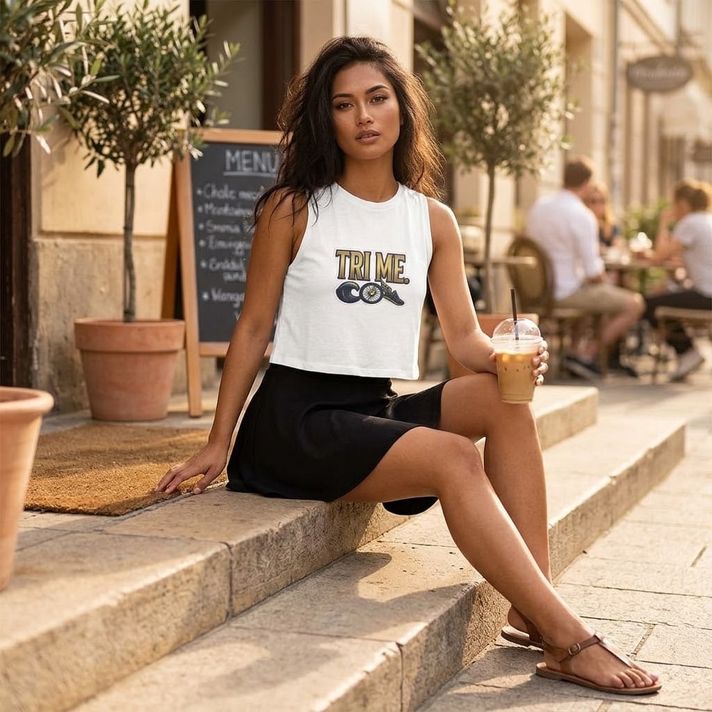 Tri Me — Dramatic Storm-Forged Triathlon Emblem Women's Crop Top