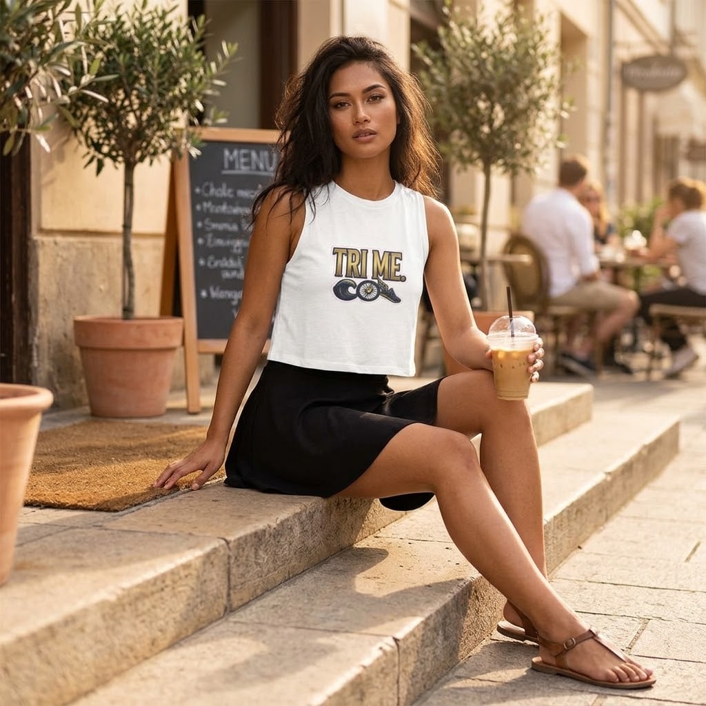 Tri Me — Dramatic Storm-Forged Triathlon Emblem Women's Crop Top