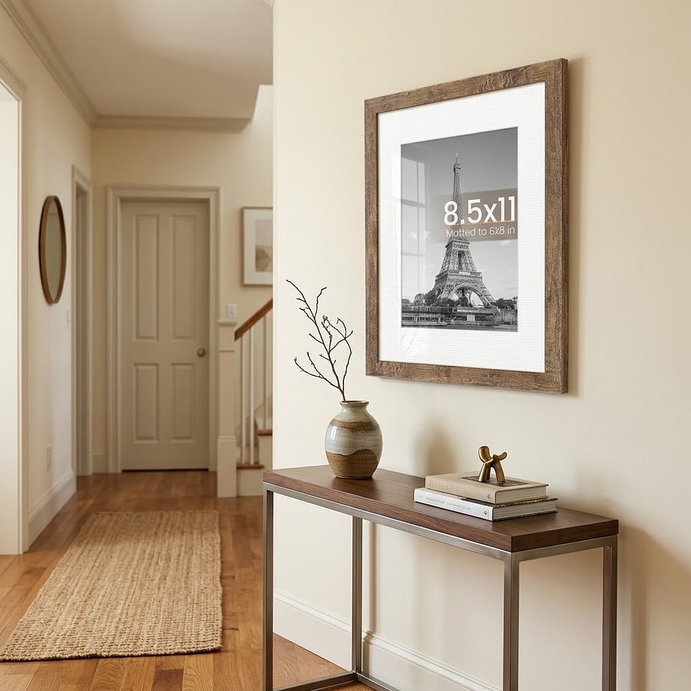 upsimples 8.5 By 11 Picture Frame, Certificate Frames, Rustic Brown 1 Pack