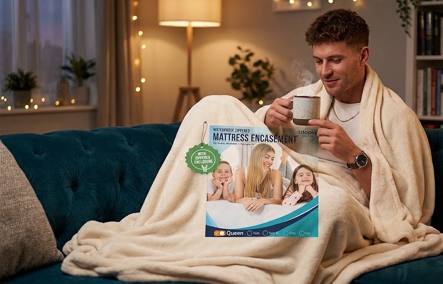 Utopia Bedding Queen Size Mattress Protector Zippered, 100% Waterproof