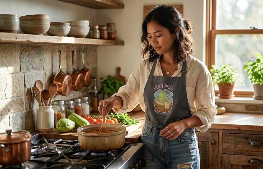 Vinh Phuc — Grown in the Clouds Cozy Su Su Chayote Cotton Apron