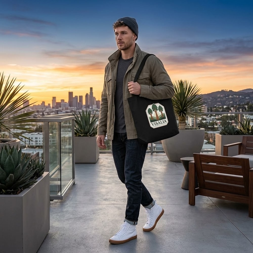Visalia — Gateway to the Giants Art Deco Sequoia Grove Canvas Tote