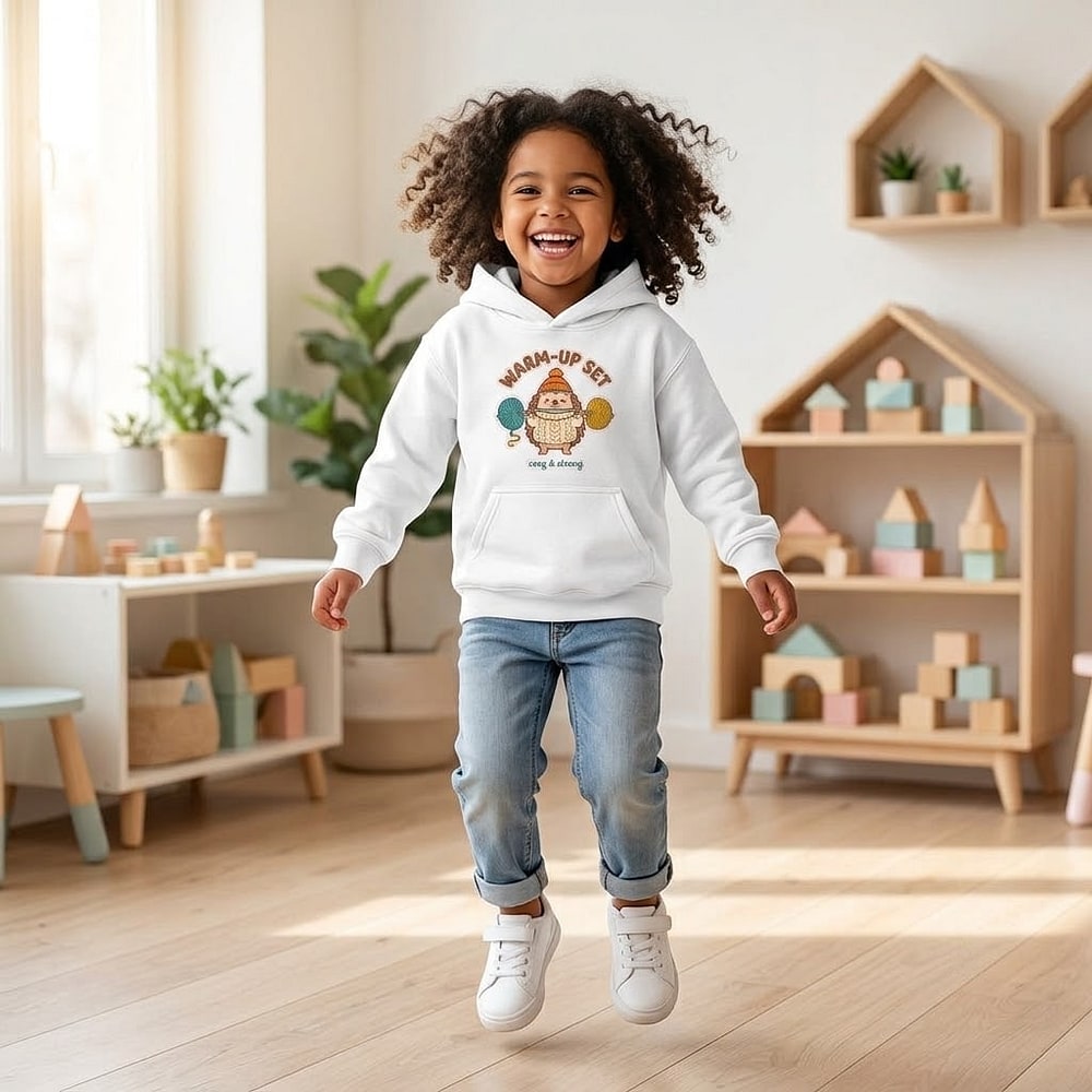 Warm-Up Set — Cozy Hedgehog Powerlifter Kids Hoodie