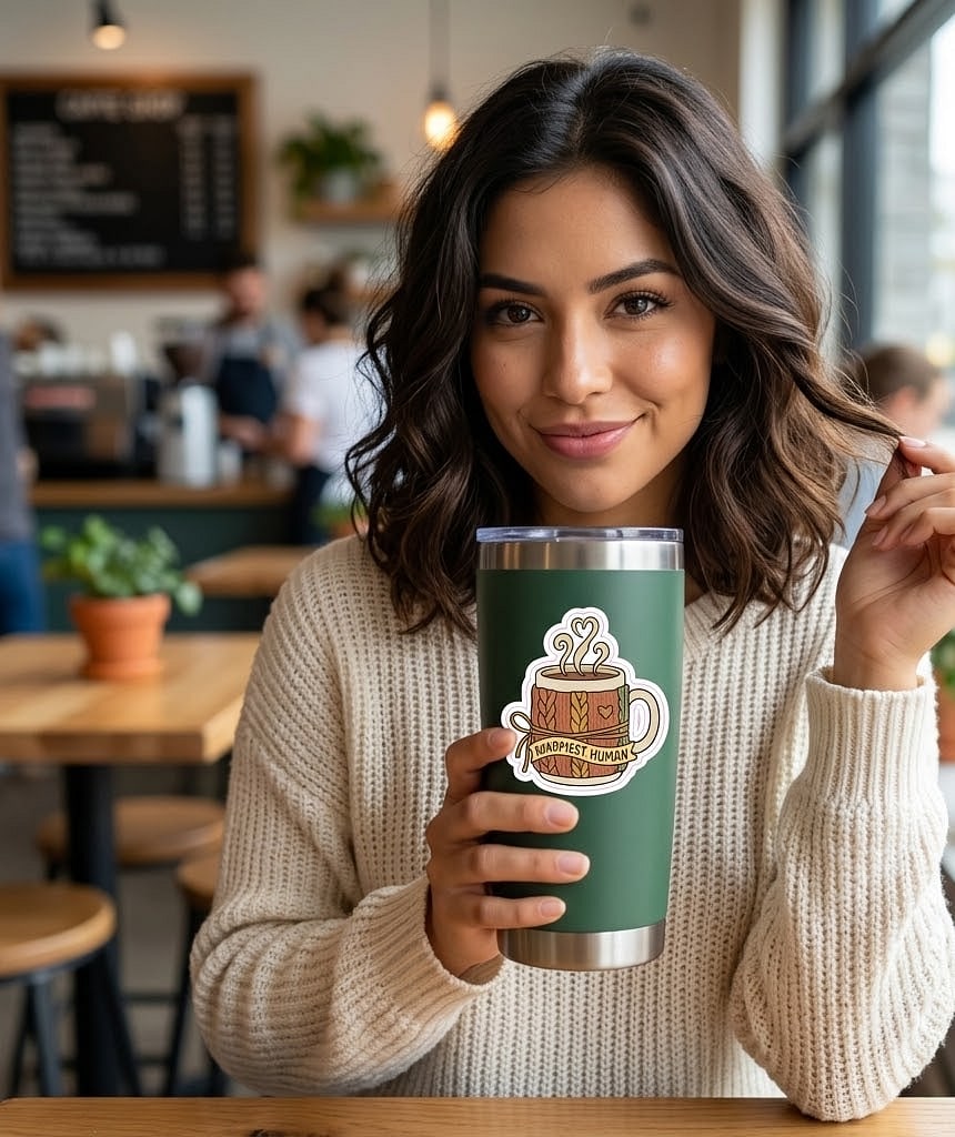 Warmest Human — Cozy Knit Mug Mother's Day 2028 Die-Cut Sticker